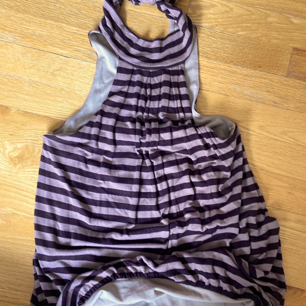 Brown Striped High-Neck Top